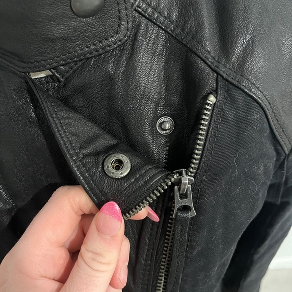 Lucky Brand Black Leather and‎ Suede  Moto Jacket Small - Picture 3 of 6
